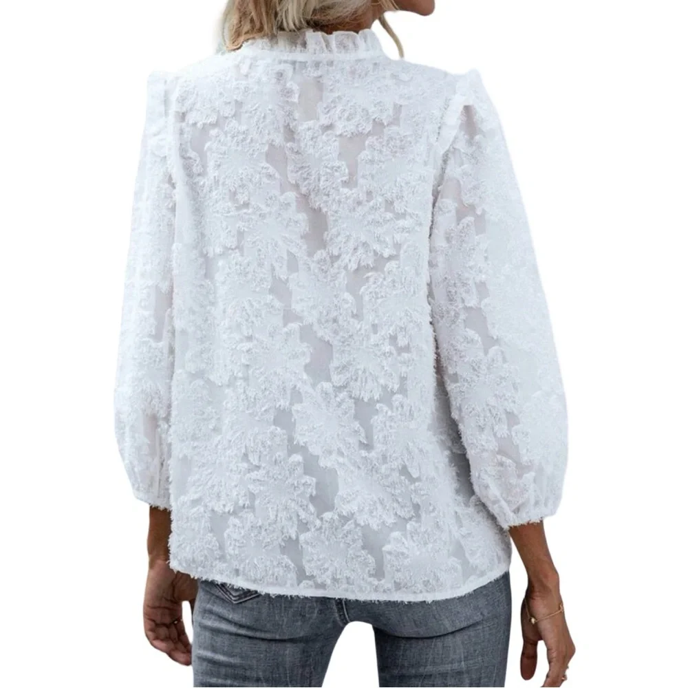 EUC SHEIN Fuzzy Bishop Sleeve Blouse